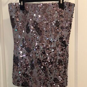 Express Rose Sequin Strapless Tube Top